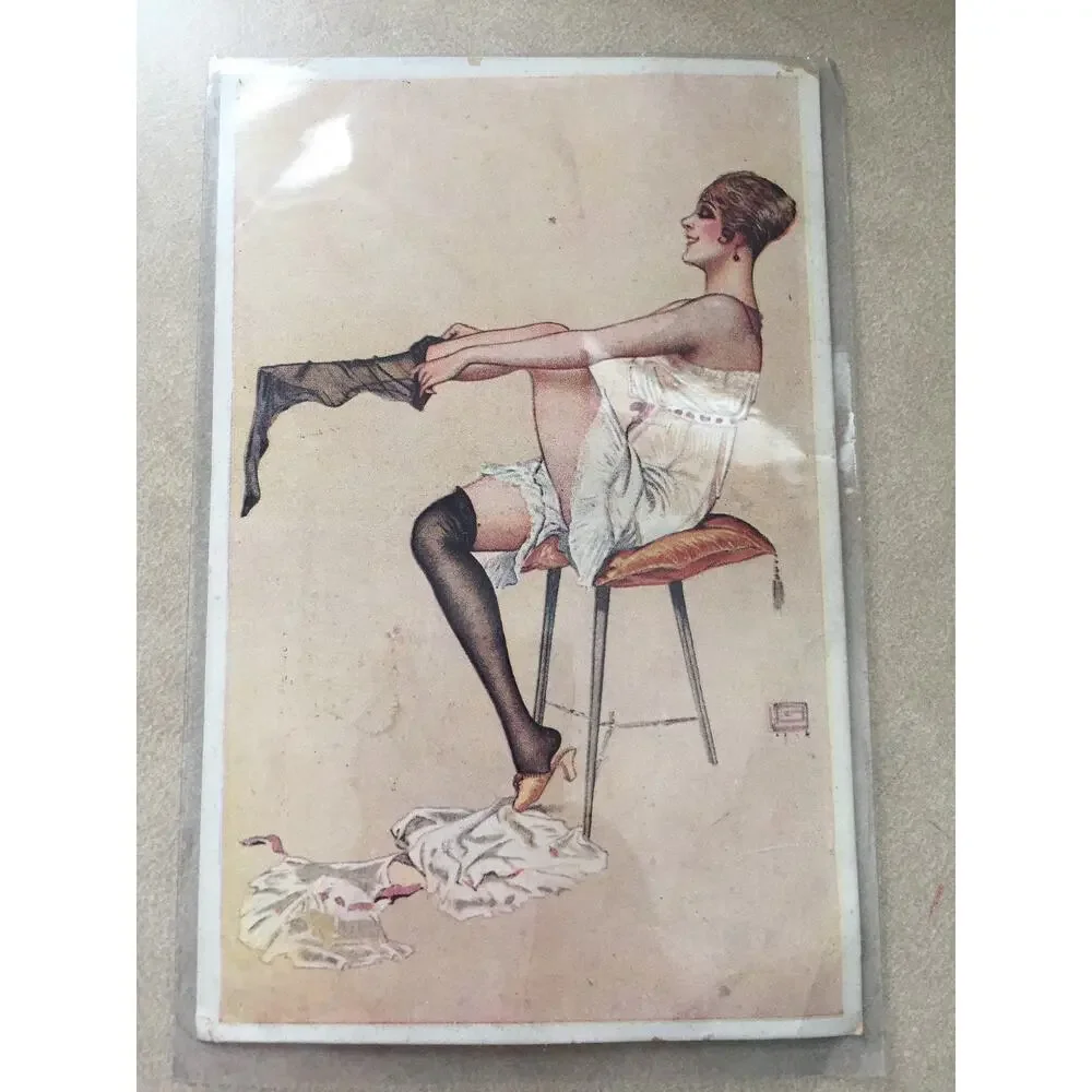 Vtg Leonnec 30s Art Deco Flapper Pinup Risque French Paris Intimite de Boudoir